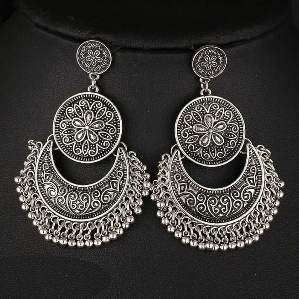 Intricate Silver Boho Earrings - Picture 2 of 5